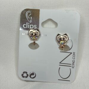 Icing Owl Clip on Earrings